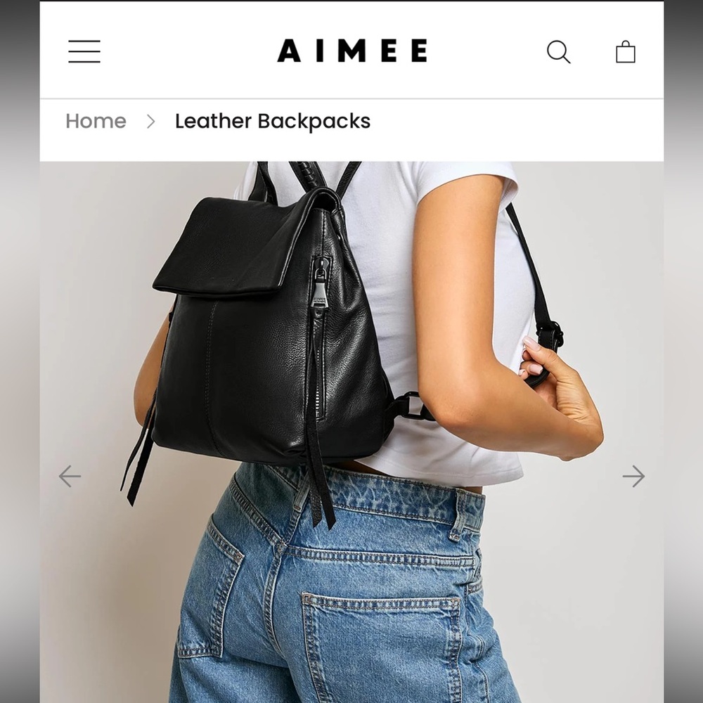 Aimee Kestenberg Bali Black Gold Leather Backpack bag
